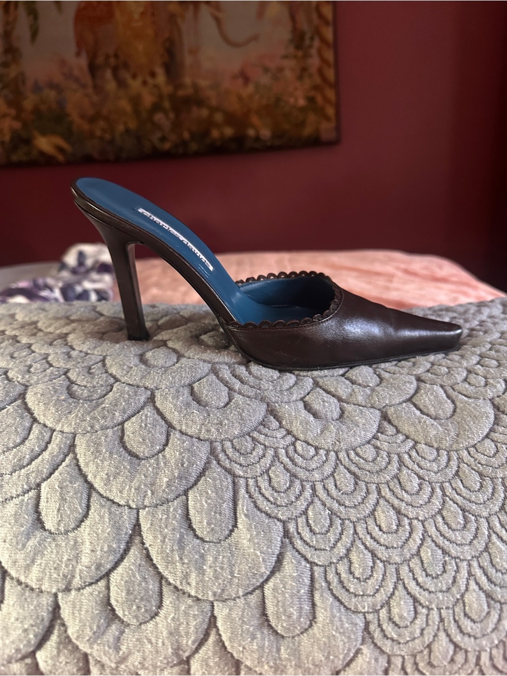 ✨🤎 Y2K Charles David “Capri” Chocolate Brown 4” Stiletto Leather Mules 👠